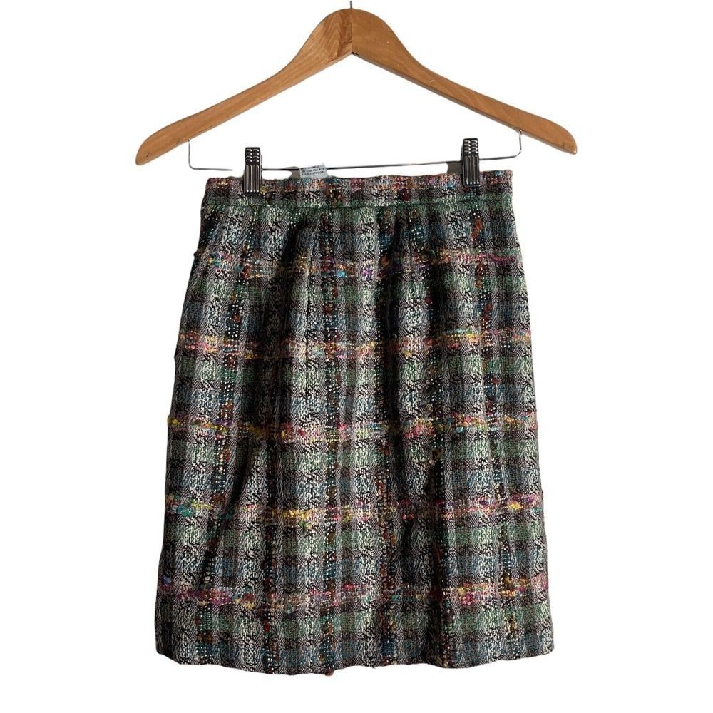 Carlisle Woven Tweed Straight Pencil Skirt Size 2 Plaid Textured Academia Office